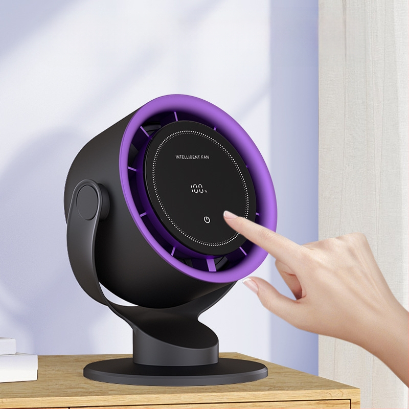 USB Type-C prisilietimo valdymas ventiliatorius be mentelių, stalinis arba sieninis tvirtinimas, įmontuota baterija 2000–4000 mAh, veikimo laikas 3–6 val., 100 greičių lygių