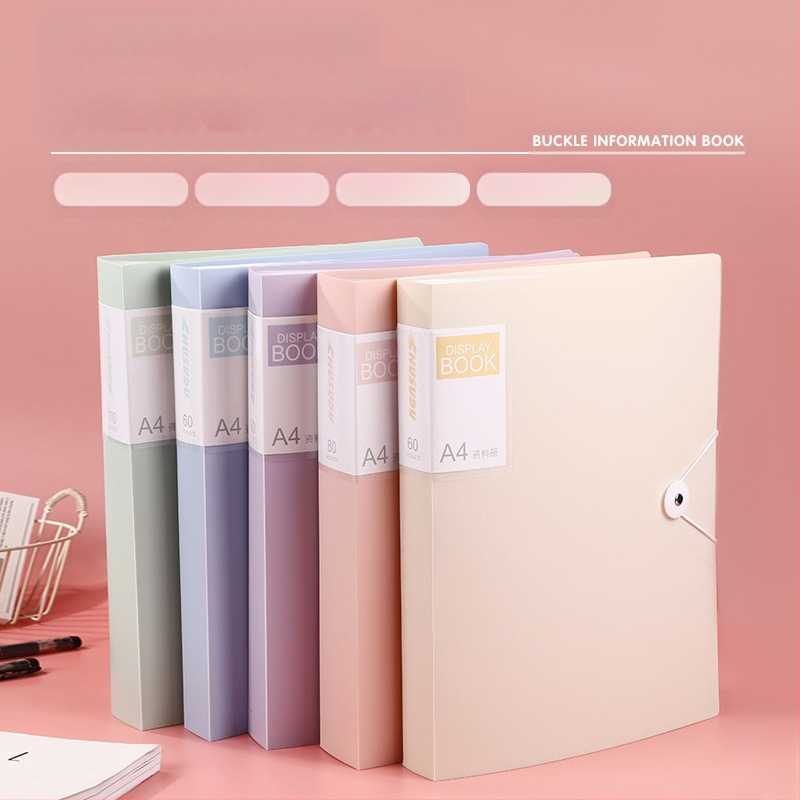 Διαφανής φάκελος PP με κούμπωμα για έγγραφα και διαγωνίσματα μαθητών, με σελίδες εισαγωγής, ταξινόμηση και αποθήκευση; Εκτυπωμένο λογότυπο; Πάχος 80C; Αριθμός σελίδων: 30/60/80/100; IP άδεια: Όχι.