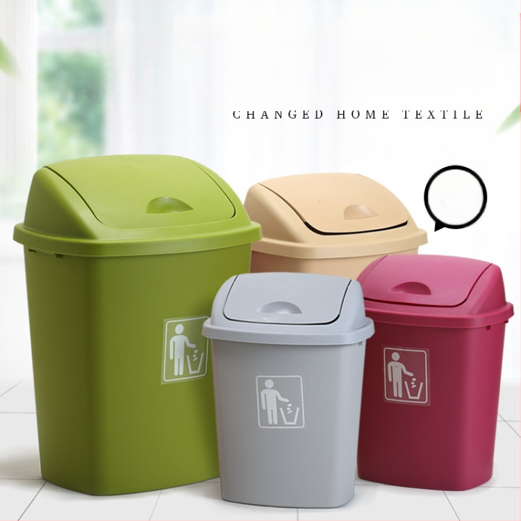 Plastmasas atkritumu tvertne ar šūpojošu vāku, 12 l vai vairāk tilpums, barreļa forma, komerciālai izmantošanai