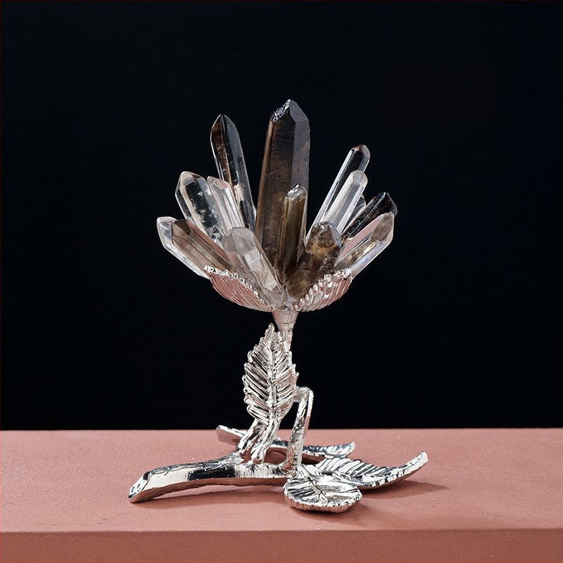 Krištolo žiedų klasterio medžio dekoras, rankų darbas, geometrinis stilius, Apeng Crystal Crafts