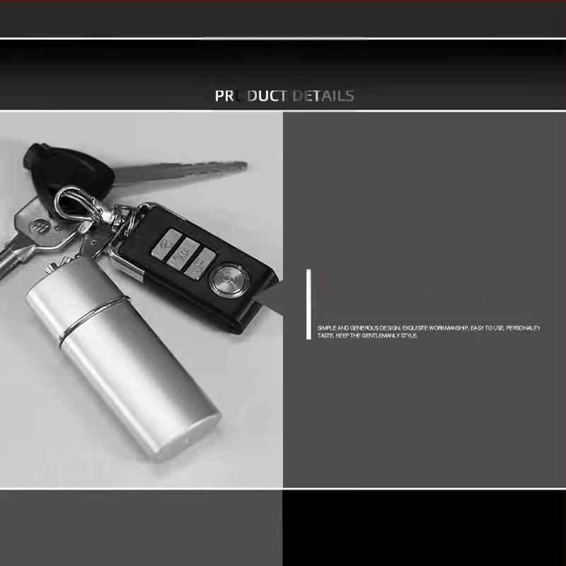 YF607 Kompaktā metāla pelnu vāciņa ar atslēgu piekariņu – ABS + nerūsējošais tērauds; nav vienreizējās lietošanas; funkcijas: atslēgu piekariņš, dekors, uzglabāšana; logotips drukāts