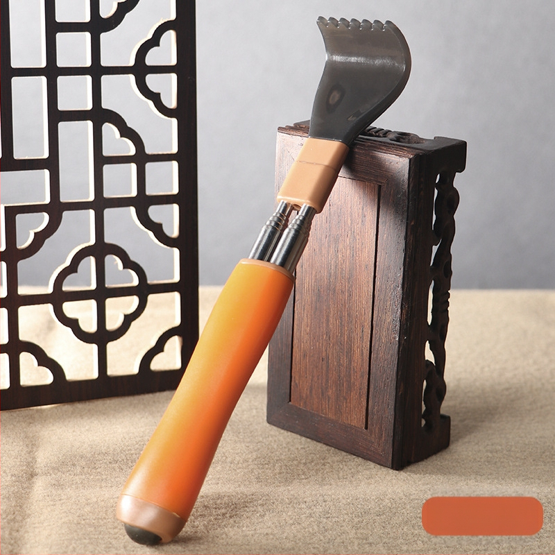 Česaljka za svrbež od nehrđajućeg čelika, teleskopska dvostruka šipka, protiv rotacije, za leđa