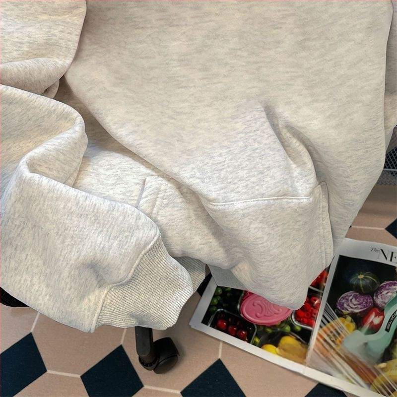 Κορεατικού στυλ πουλόβερ από βαμβάκι 96%+, εκτύπωση με γράμματα και πατσογουορκ, μακριά μανίκια, φαρδιά γραμμή