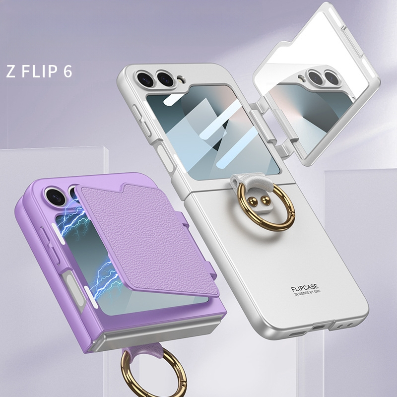 Samsung Galaxy Z Flip6 tālruņa vāciņš ar ultra-plānu skaistuma gredzeniem, aizmugures pārklājuma tips, PC materiāls, injekcijas liešana, pielāgojama