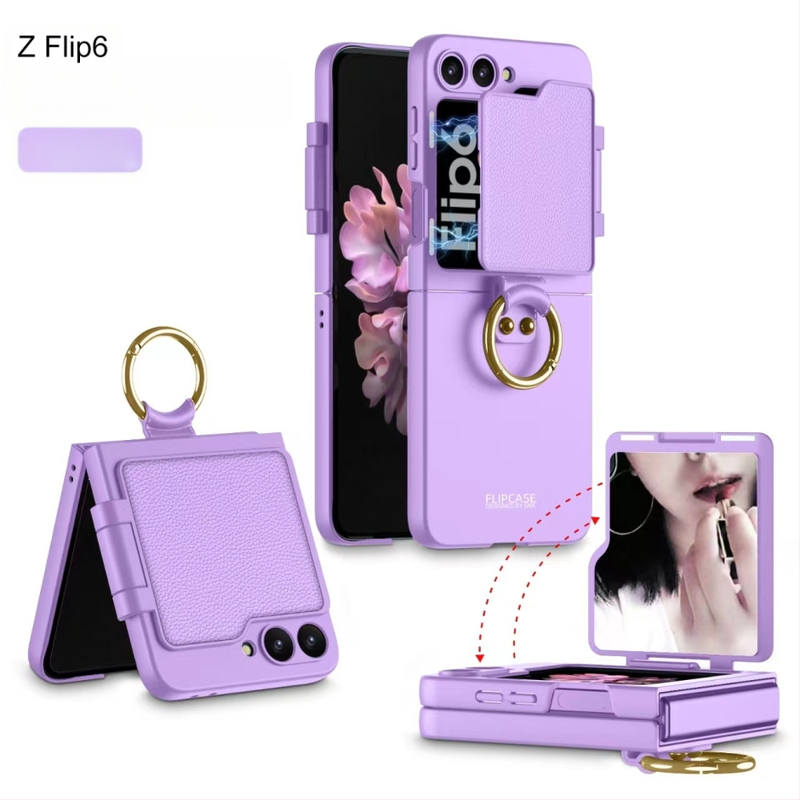 Samsung Galaxy Z Flip6 tālruņa vāciņš ar ultra-plānu skaistuma gredzeniem, aizmugures pārklājuma tips, PC materiāls, injekcijas liešana, pielāgojama