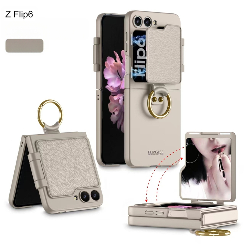 Samsung Galaxy Z Flip6 tālruņa vāciņš ar ultra-plānu skaistuma gredzeniem, aizmugures pārklājuma tips, PC materiāls, injekcijas liešana, pielāgojama