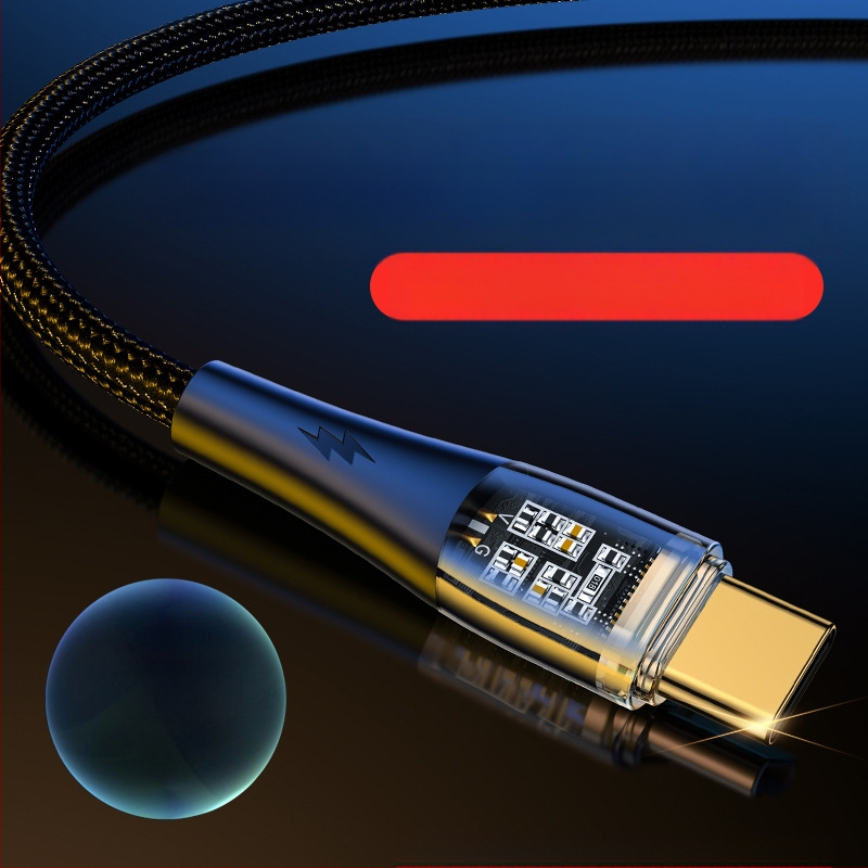 Καλώδιο Type-C με πλεγμένο σχέδιο για γρήγορη φόρτιση, 100W, βύσμα με μία κεφαλή, για smartphones Huawei/Honor Android