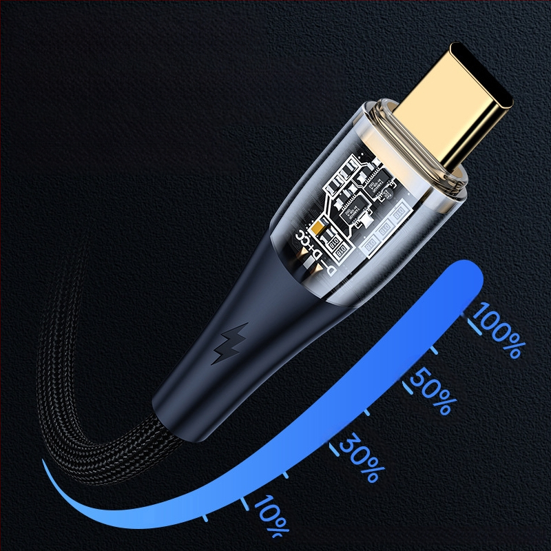 Καλώδιο Type-C με πλεγμένο σχέδιο για γρήγορη φόρτιση, 100W, βύσμα με μία κεφαλή, για smartphones Huawei/Honor Android