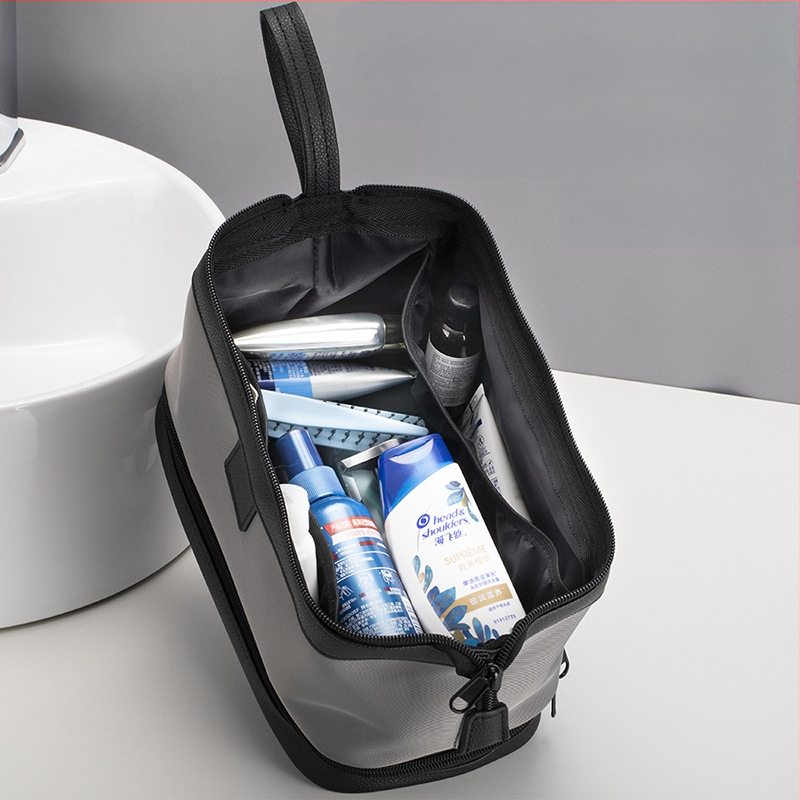 Vīriešu kosmētikas soma no neilona, ūdensizturīga, sausā un mitrā atdalīšana, liela ietilpība, piemērota biznesa ceļojumiem