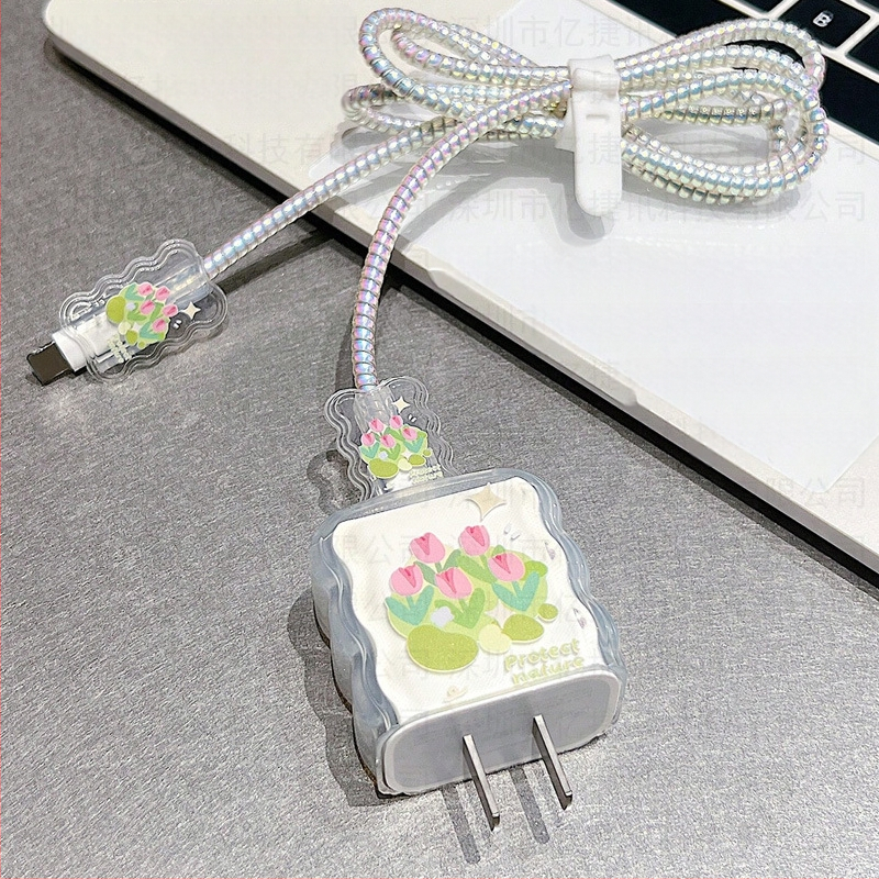 Yijiexun Προστατευτικό κάλυμμα φορτιστή Apple 20W με κλιπ καλωδίου δεδομένων και προστασία από θραύση