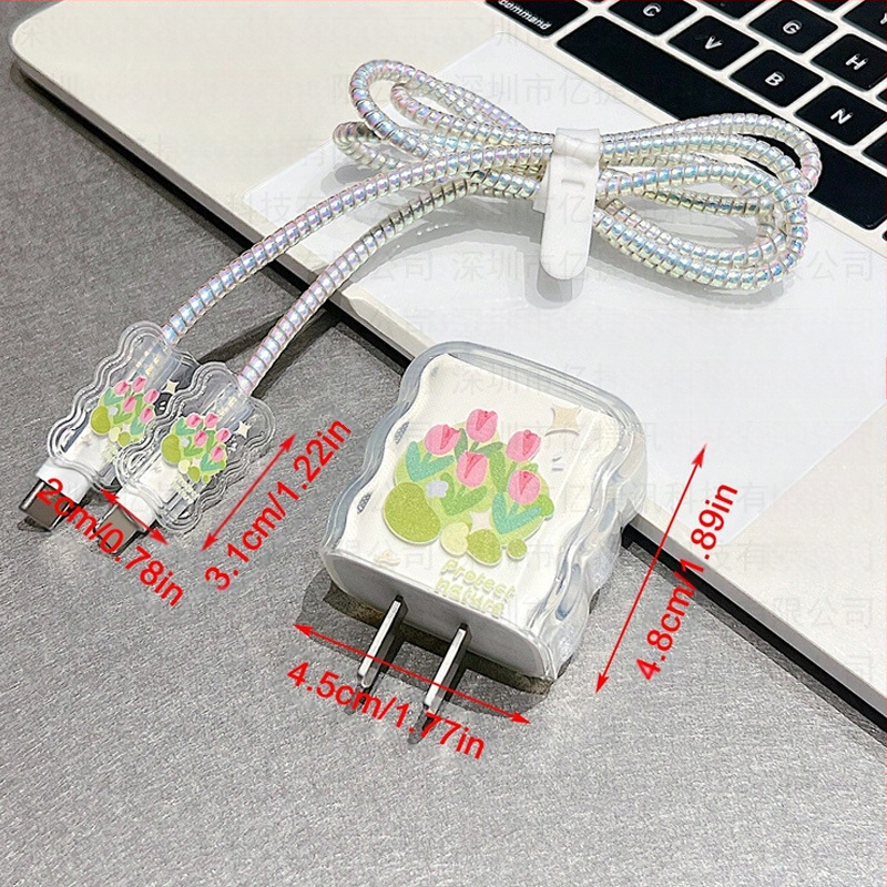 Yijiexun Προστατευτικό κάλυμμα φορτιστή Apple 20W με κλιπ καλωδίου δεδομένων και προστασία από θραύση