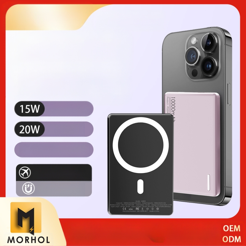 Магнитна безжична преносима батерия за зареждане, PD3.0 20W, 10000mAh, алуминиево тяло, модел MH805