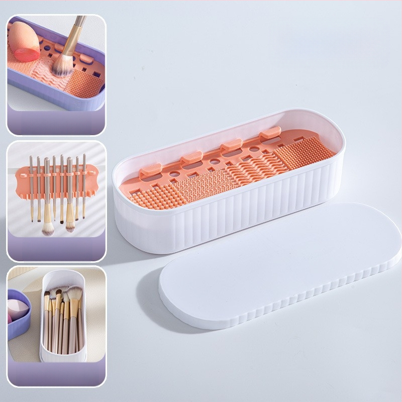 FLD Σιλικονούχο Κουτί Καθαρισμού Πινέλων Μακιγιάζ – Μοντέλο Κυκλικό/Ορθογώνιο, Προέλευση Yiwu, Πλύσιμο Πινέλων, Αποθήκευση & Στέγνωμα Πούδρας, Με διάρκεια ζωής 5 ετών