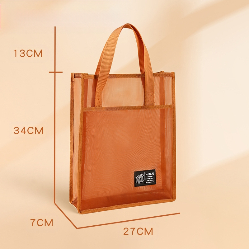 Caurspīdīga neilona režģa dokumentu soma skolēniem, modelis HJ-888, zīmols Korean Set, iepakojums viens