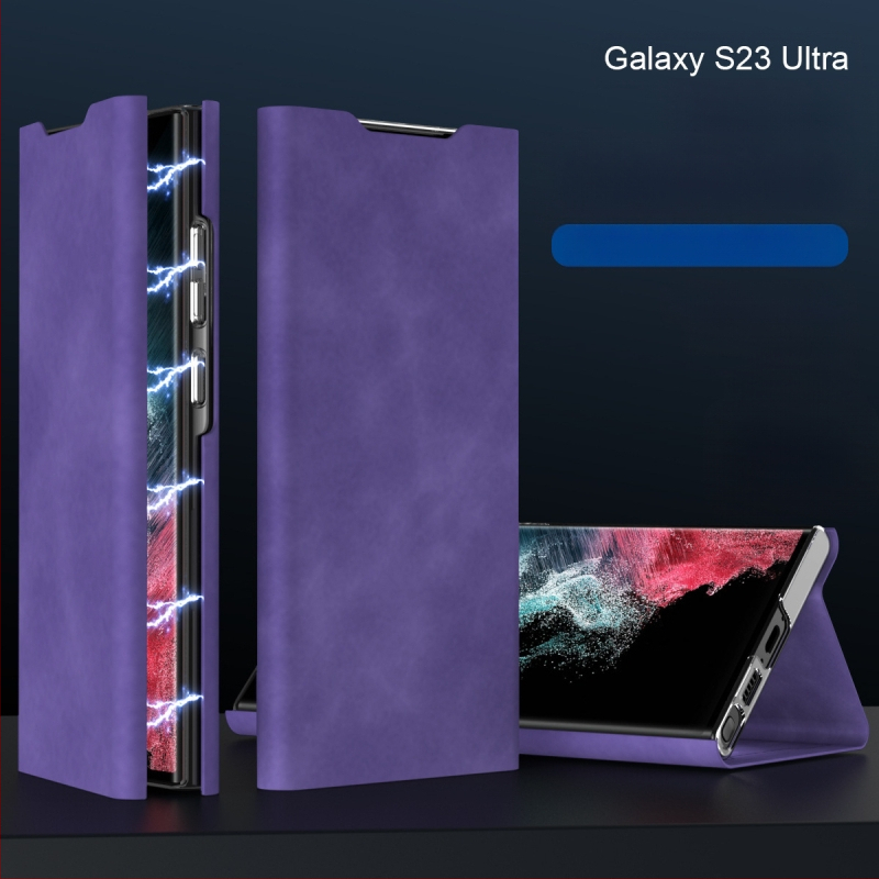 Ādas maksts ar magnētisku aizvērumu Samsung S24/S23 Ultra un S22/S21 Plus, ar kartes nodalījumu, PC+PU, karstā presēšana, šoksizturīgs, magnētiskais pievilkšanās, nodilumizturīgs, krišanas aizsardzība