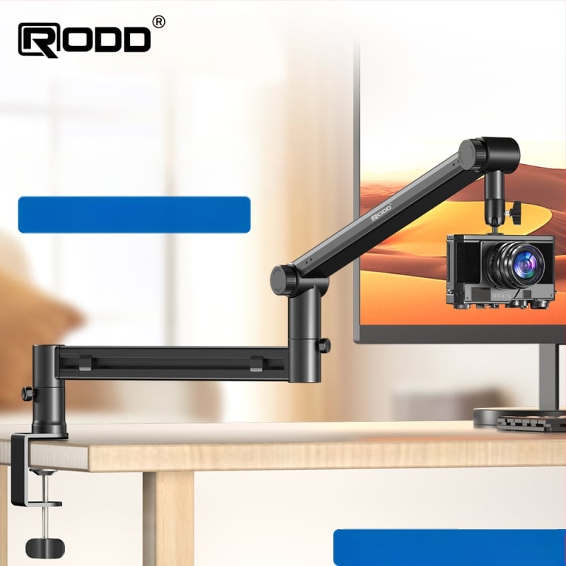 RODD AK-58 στήριξη μικροφώνου για επιφάνεια εργασίας, ρυθμιζόμενη με διαχείριση καλωδίων, συμβατή με κινητό και PC για ζωντανή μετάδοση και εγγραφή