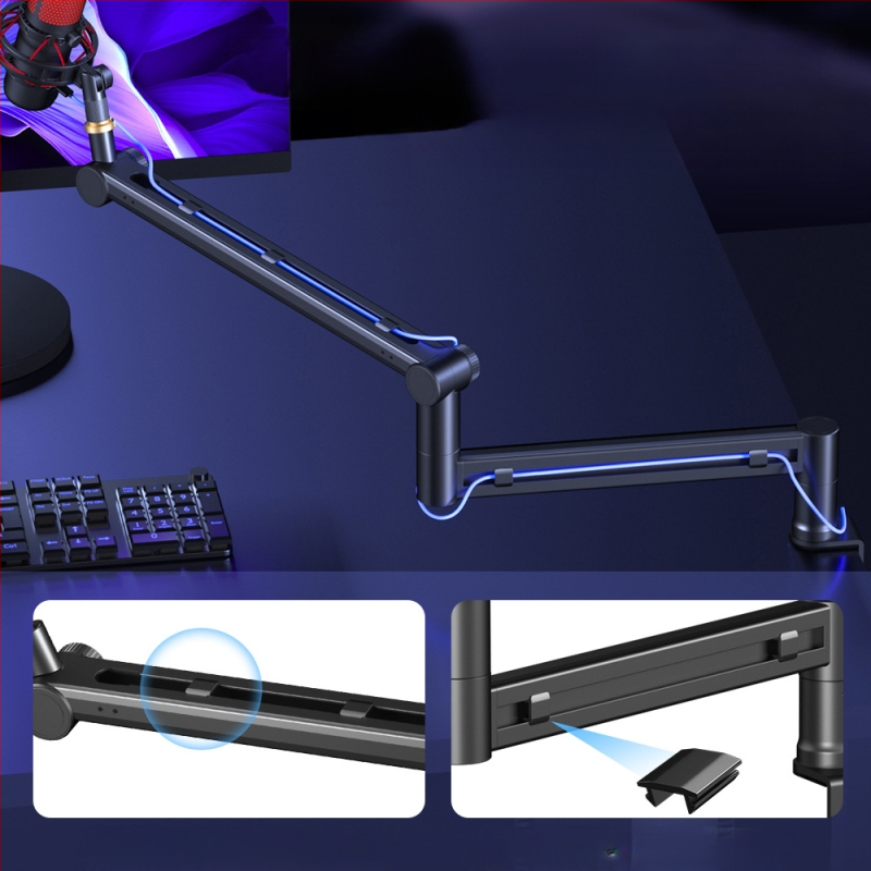 RODD AK-58 στήριξη μικροφώνου για επιφάνεια εργασίας, ρυθμιζόμενη με διαχείριση καλωδίων, συμβατή με κινητό και PC για ζωντανή μετάδοση και εγγραφή