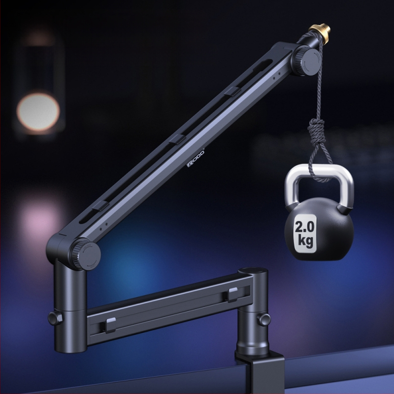 RODD AK-58 στήριξη μικροφώνου για επιφάνεια εργασίας, ρυθμιζόμενη με διαχείριση καλωδίων, συμβατή με κινητό και PC για ζωντανή μετάδοση και εγγραφή