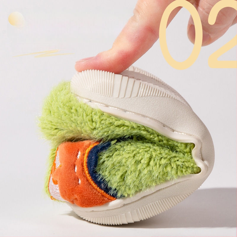 Ziemas bērnu kokvilnas čības ar dinosaura tēlu, neslīdoša TPR zole, biezinātas, viegli uzvilkt, vecums 1–6 gadi