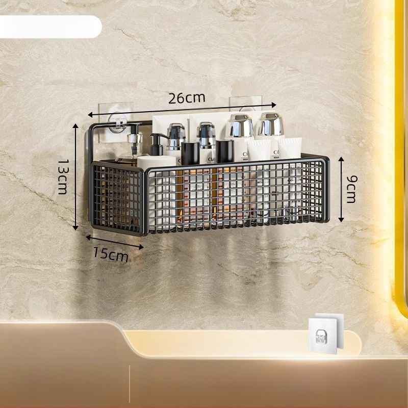 Željezni zidni regaľ za kupaonicu, skladišna polica, stil lagan luksuz, montaža bez bušenja