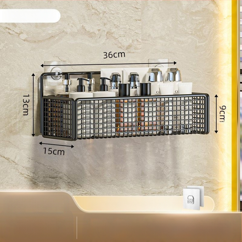 Željezni zidni regaľ za kupaonicu, skladišna polica, stil lagan luksuz, montaža bez bušenja