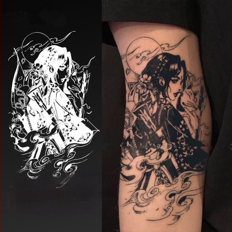 Feier Art стикер за тяло – Ukiyo-e японски стил, флорален мотив за полупръкав, водоустойчив, издръжлив, без отблясъци, полупостоянен