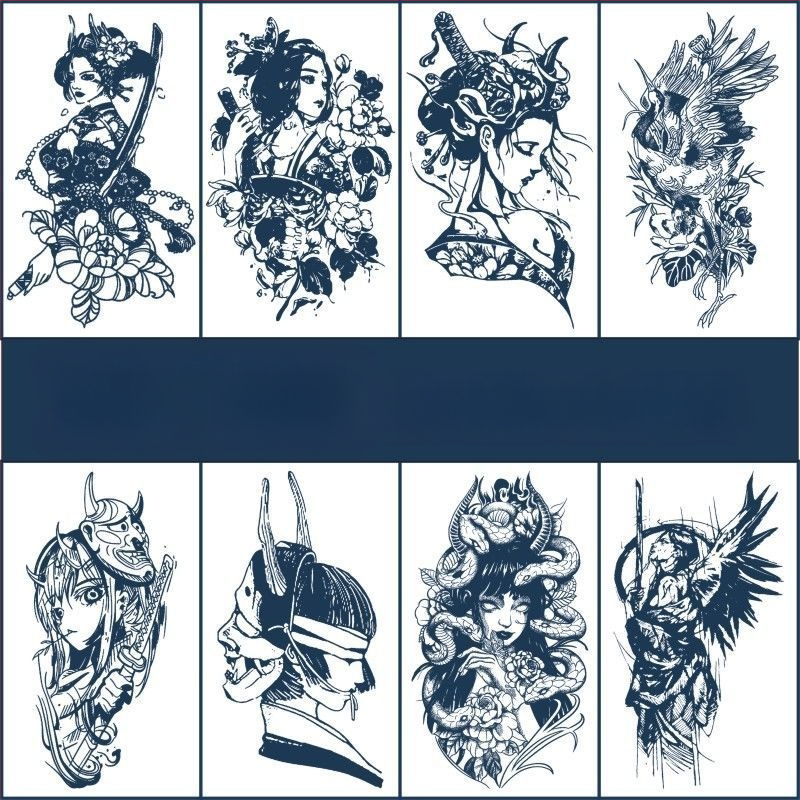 Feier Art стикер за тяло – Ukiyo-e японски стил, флорален мотив за полупръкав, водоустойчив, издръжлив, без отблясъци, полупостоянен