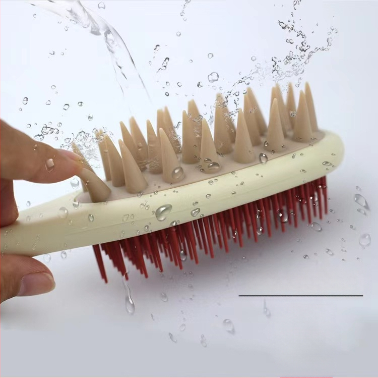 Χτένα για σαμπουάν με μακριά λαβή, διπλής όψεως δόντια για μασάζ κεφαλής