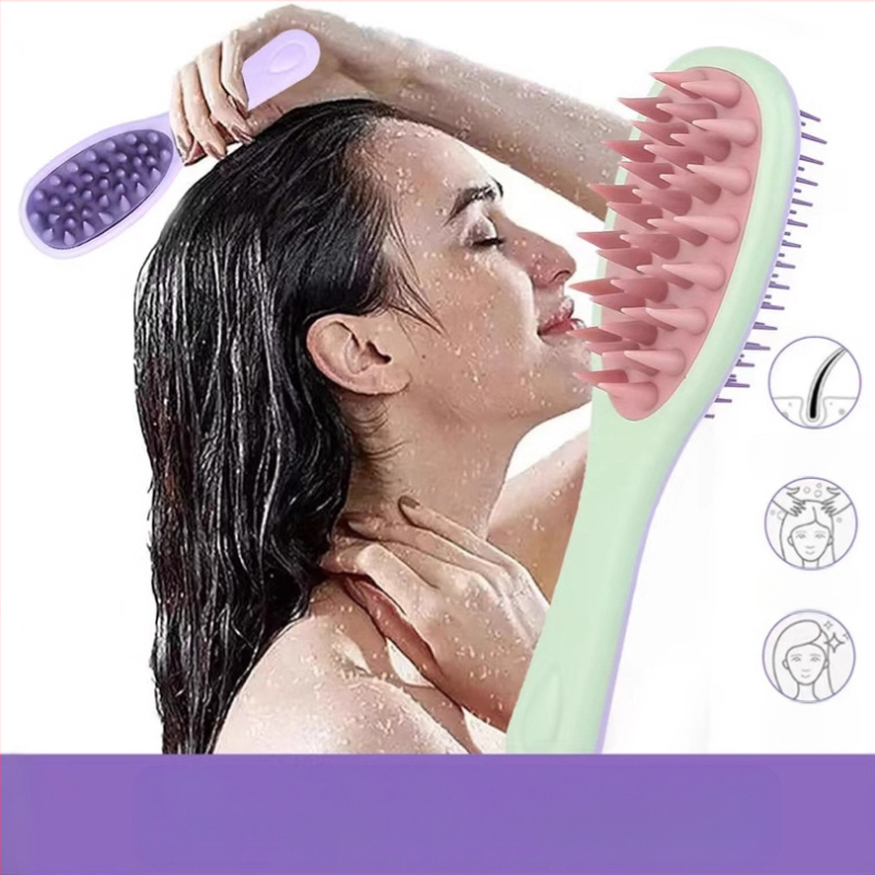 Χτένα για σαμπουάν με μακριά λαβή, διπλής όψεως δόντια για μασάζ κεφαλής