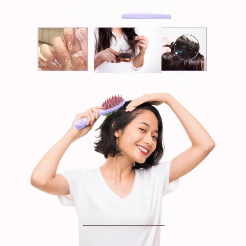 Χτένα για σαμπουάν με μακριά λαβή, διπλής όψεως δόντια για μασάζ κεφαλής
