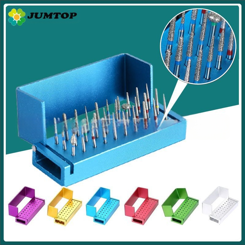 Zobārstniecības adatu uzglabāšanas kastīte, metaliska, 30 atveres, sterilizācija, augstas temperatūras izturība, JUMTOP