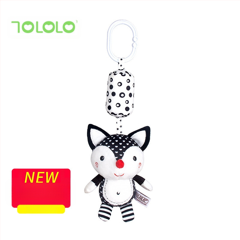 Плюшена висулка за бебешка количка със звънчета — играчка за ранно развитие: сетивно развитие, зрение, слух и координация ръка-око