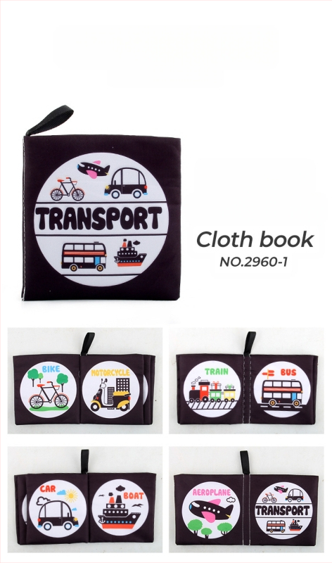 Auduma bērnu grāmata agrīnai izglītībai, augsta kontrasta kognitīvajai attīstībai, iekšpusē šņācošs papīrs