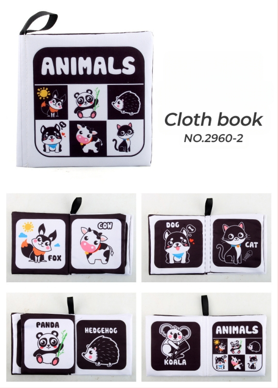 Auduma bērnu grāmata agrīnai izglītībai, augsta kontrasta kognitīvajai attīstībai, iekšpusē šņācošs papīrs