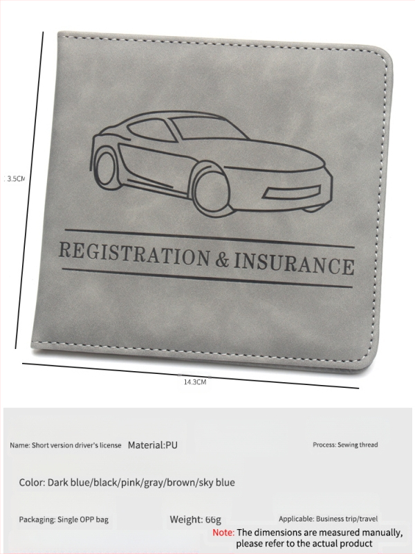Dokumentu turētājs vadītāja apliecībai un apdrošināšanas dokumentiem, PU āda, 1 locīšana, biznesa ceļojumu stils, ikdienas lietošanai