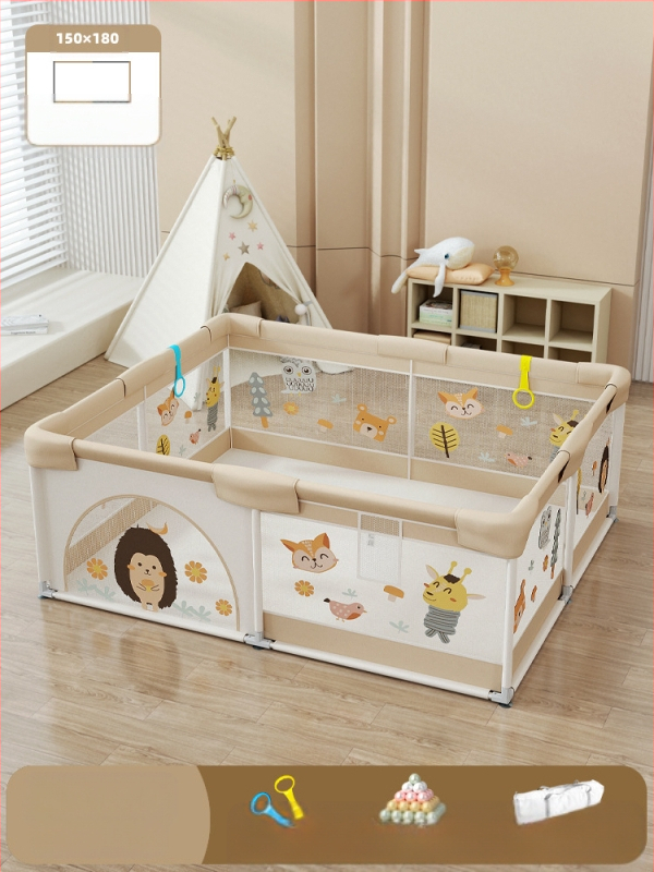 Παιδικός φράχτης ασφαλείας με ύφασμα και χαλάκι για κίνηση – προστασία από χτυπήματα και πτώσεις, μάρκα Qiaole bear, για ηλικίες 0–2 ετών, εσωτερική χρήση