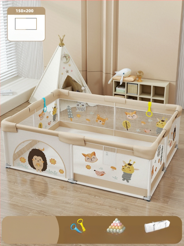 Παιδικός φράχτης ασφαλείας με ύφασμα και χαλάκι για κίνηση – προστασία από χτυπήματα και πτώσεις, μάρκα Qiaole bear, για ηλικίες 0–2 ετών, εσωτερική χρήση