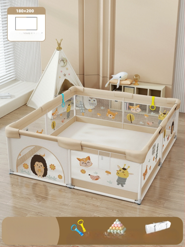 Παιδικός φράχτης ασφαλείας με ύφασμα και χαλάκι για κίνηση – προστασία από χτυπήματα και πτώσεις, μάρκα Qiaole bear, για ηλικίες 0–2 ετών, εσωτερική χρήση