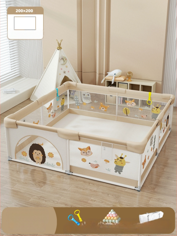 Παιδικός φράχτης ασφαλείας με ύφασμα και χαλάκι για κίνηση – προστασία από χτυπήματα και πτώσεις, μάρκα Qiaole bear, για ηλικίες 0–2 ετών, εσωτερική χρήση