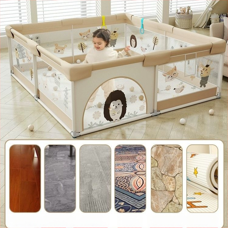 Παιδικός φράχτης ασφαλείας με ύφασμα και χαλάκι για κίνηση – προστασία από χτυπήματα και πτώσεις, μάρκα Qiaole bear, για ηλικίες 0–2 ετών, εσωτερική χρήση