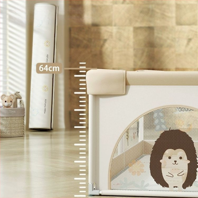 Παιδικός φράχτης ασφαλείας με ύφασμα και χαλάκι για κίνηση – προστασία από χτυπήματα και πτώσεις, μάρκα Qiaole bear, για ηλικίες 0–2 ετών, εσωτερική χρήση