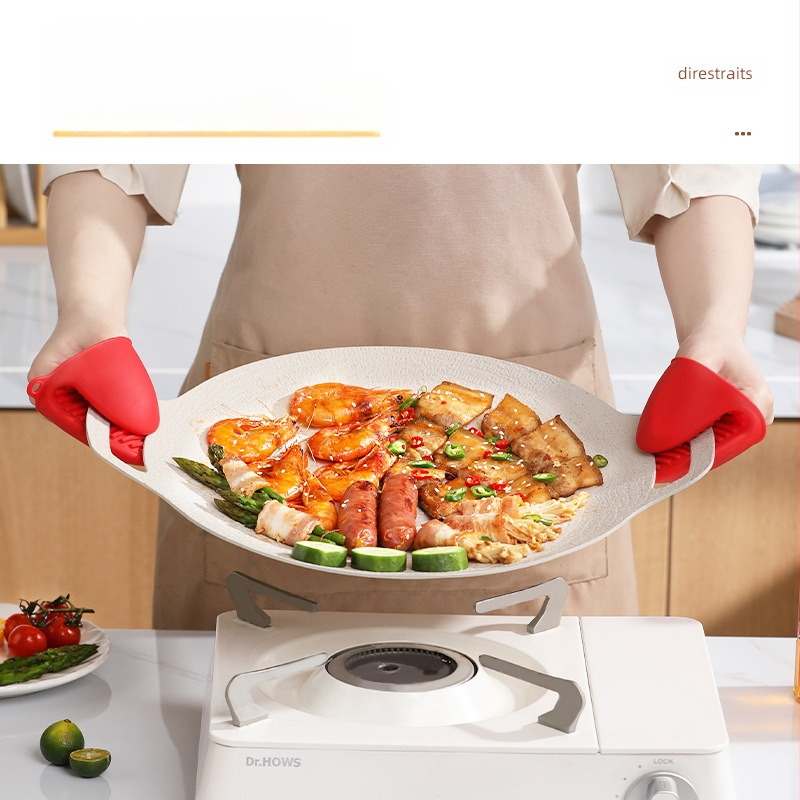 Portatīvā bezdūmu grila panna no alumīnija sakausējuma, apaļas formas, 1 kg, pulēta un stampēta, daudzfunkcionāla, viegli tīrāma.