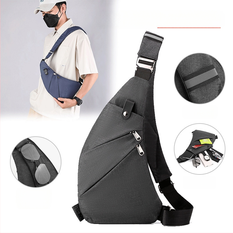 Vīriešu taktiskā krūšu soma ar pārvietojamu plecu siksnu, neilons, vienkrāsains dizains, poliestera oderējums, var uzglabāt