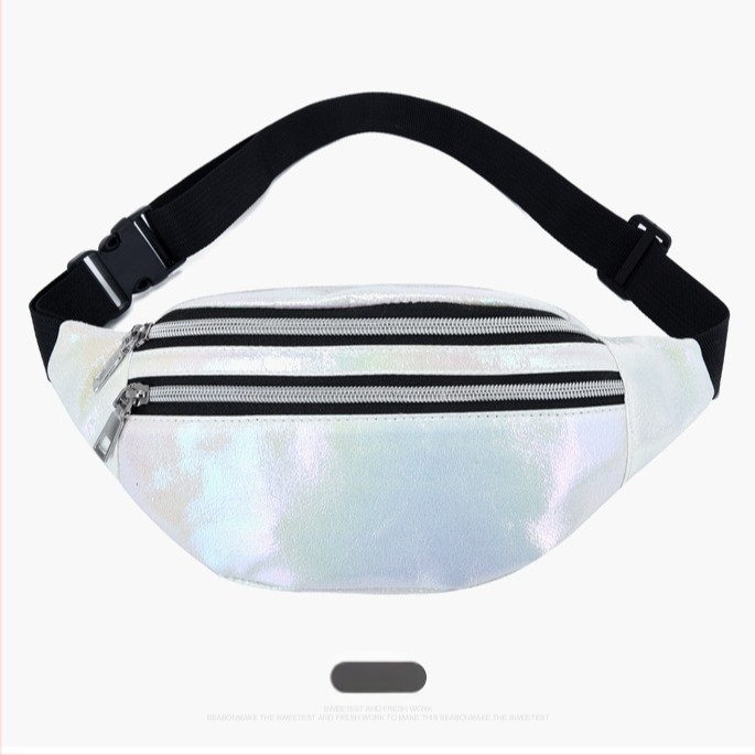 Sieviešu jostas soma ar Oxford audumu, lāzera efekts, rāvējslēdzējs, iekšējā slota ar rāvējslēdzēju, poliestera odere, ikdienas lietošanai, pavasaris 2024