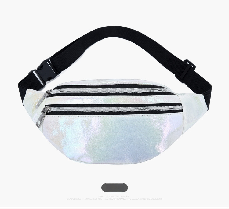 Sieviešu jostas soma ar Oxford audumu, lāzera efekts, rāvējslēdzējs, iekšējā slota ar rāvējslēdzēju, poliestera odere, ikdienas lietošanai, pavasaris 2024