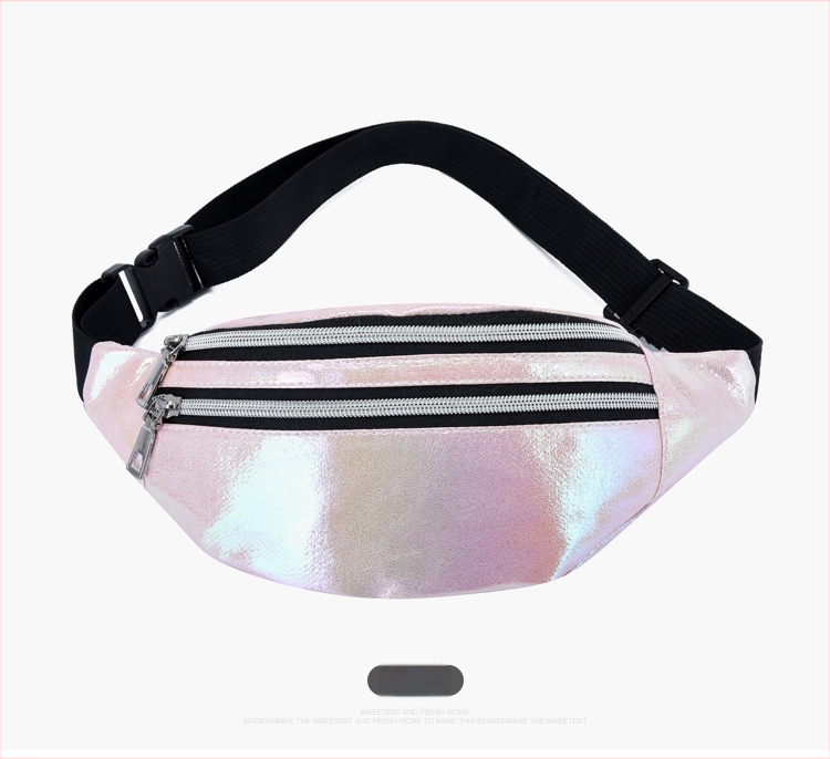 Sieviešu jostas soma ar Oxford audumu, lāzera efekts, rāvējslēdzējs, iekšējā slota ar rāvējslēdzēju, poliestera odere, ikdienas lietošanai, pavasaris 2024