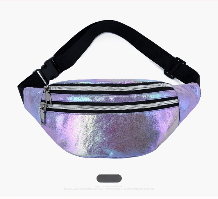 Sieviešu jostas soma ar Oxford audumu, lāzera efekts, rāvējslēdzējs, iekšējā slota ar rāvējslēdzēju, poliestera odere, ikdienas lietošanai, pavasaris 2024