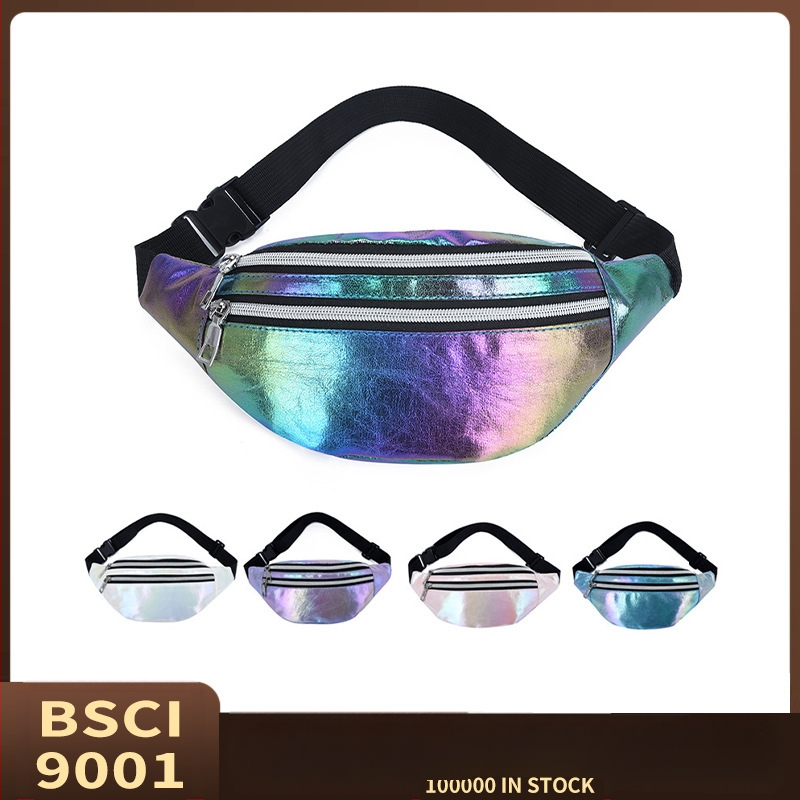 Sieviešu jostas soma ar Oxford audumu, lāzera efekts, rāvējslēdzējs, iekšējā slota ar rāvējslēdzēju, poliestera odere, ikdienas lietošanai, pavasaris 2024