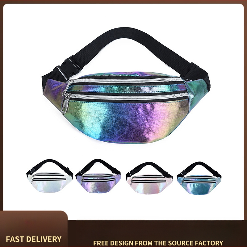 Sieviešu jostas soma ar Oxford audumu, lāzera efekts, rāvējslēdzējs, iekšējā slota ar rāvējslēdzēju, poliestera odere, ikdienas lietošanai, pavasaris 2024