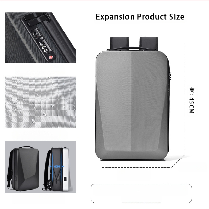 Σακίδιο πλάτης gaming λάπτοπ με σκληρό περίβλημα PC, αδιάβροχο, επεκτάσιμη χωρητικότητα 20-35 L, αντι-κλοπή, εργονομικός καμπύλος ιμάντας ώμου